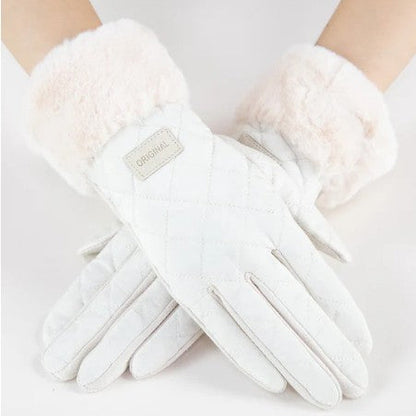 Quilted Texture Faux Fur Gloves