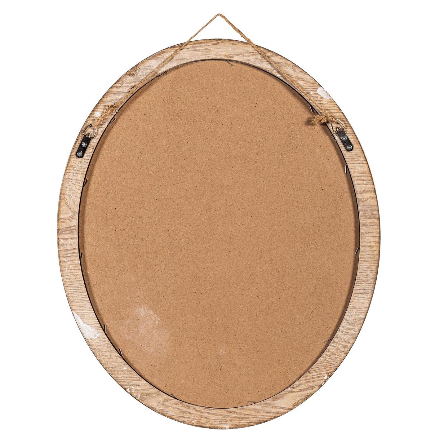 Round wooden picture frame with a brown cardboard insert on a white background