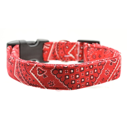 Red bandana dog collar on a white background