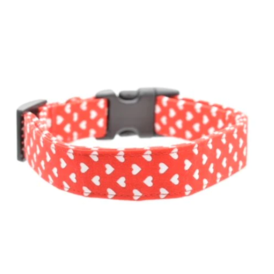Red heart dog collar on a white background