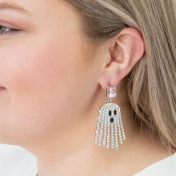 Rhinestone Ghost Earrings