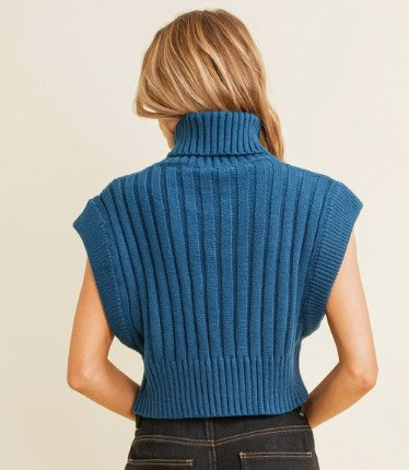 Rib Knit Sweater Vest - Teal