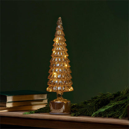 Rotating LED Modern Gold Glass Christmas Tree