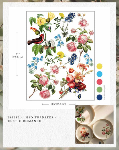 H2O Transfers Single Sheet - Rustic Romance