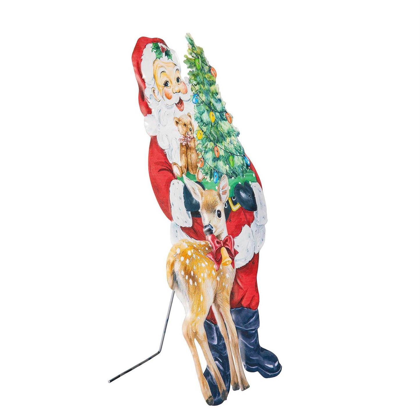 Santa and Snowman Vintage Inspired LED Metal Porch Leaner