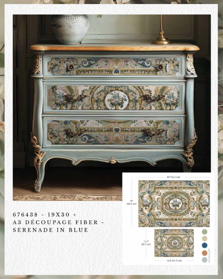 Double Delight Decoupage Fiber Paper Set - Serenade In Blue