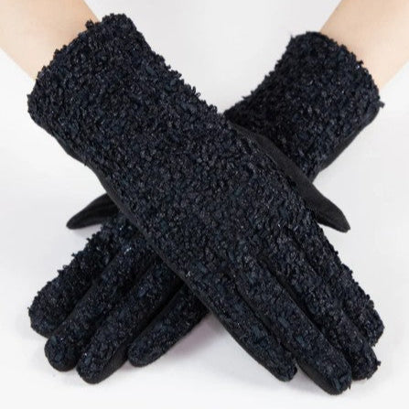 Shimmering Tweed Faux Suede Gloves