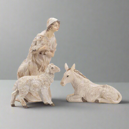 Whitewashed Nativity with Gold Trim