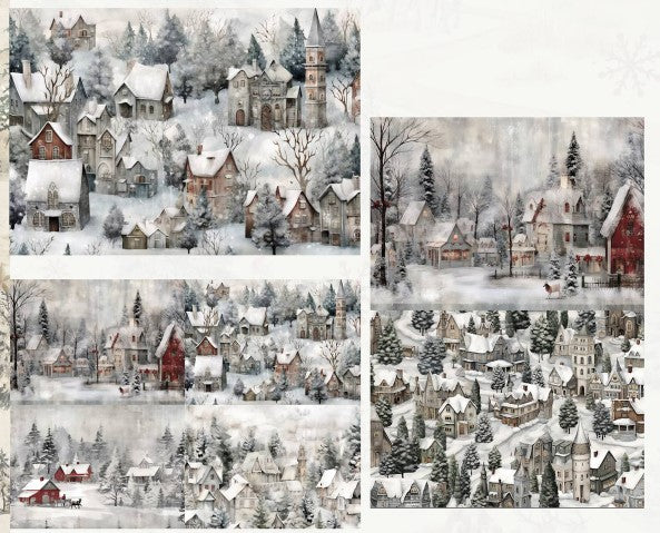 Decoupage Fiber Pack - Silent Night Snow Village