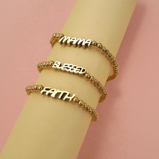 Stainless Steel Waterproof Tarnish Free Bracelet on pink background