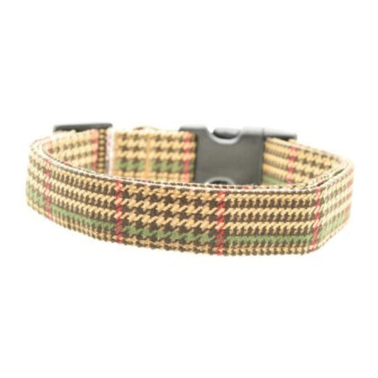 tweed dog collar with black buckle and d-ring on white background