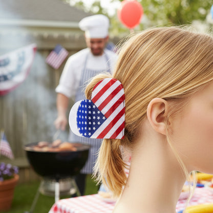 Usa Flag 4th of July Star Heart Hair Claw  Clips