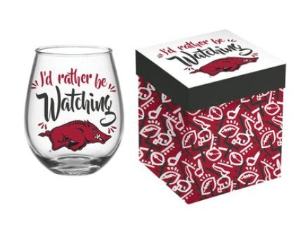 University of Arkansas Boxed Stemless Glass