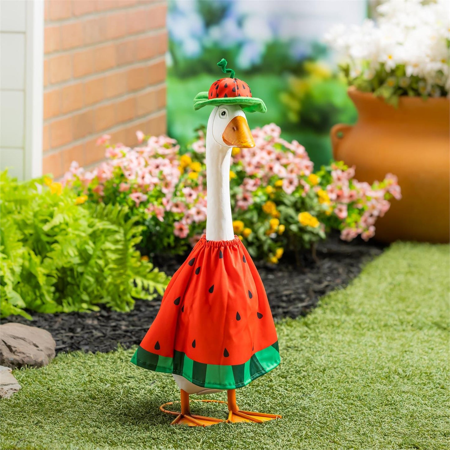 Giddy the Porch Goose Statue and Outfits