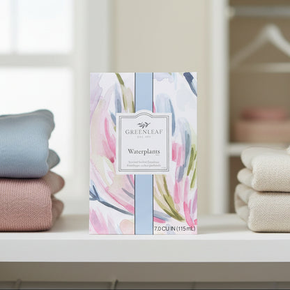 Greenleaf Waterplants large sachet on a closet shelf