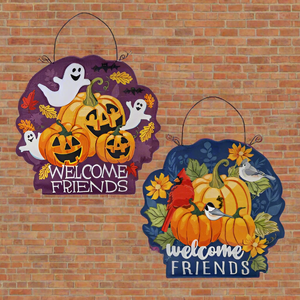 Fall/Halloween Welcome Friends Double Sided Door Decor