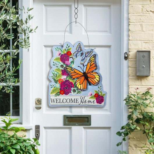 Welcome Home Butterflies Door Decor Door Hanger