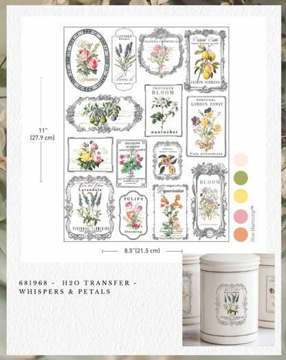 H2O Transfers Single Sheet - Whispers & Petals