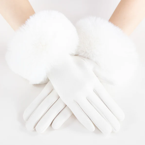 White gloves held together with a neutral background
