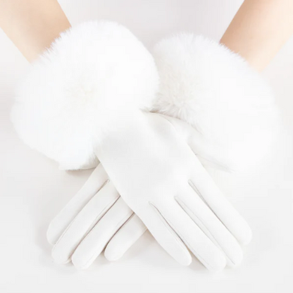White gloves held together with a neutral background