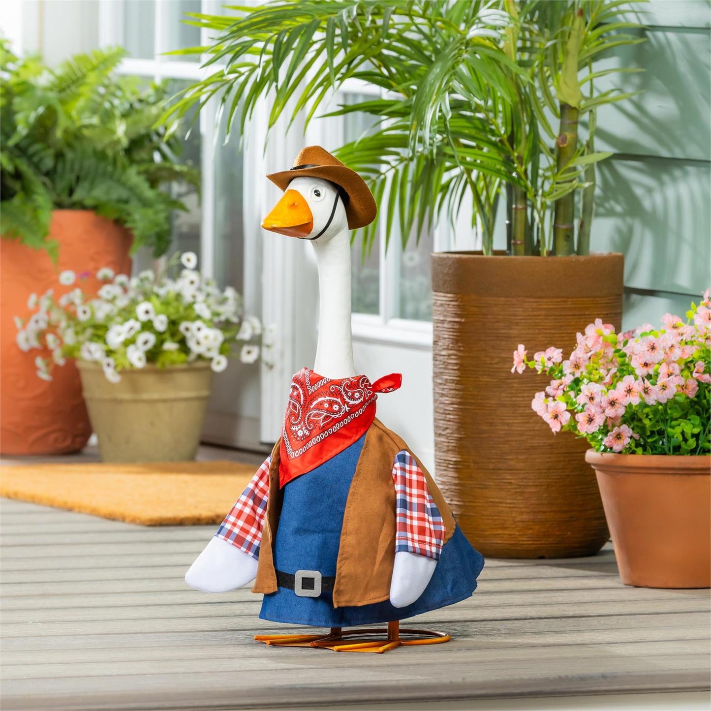 Giddy the Porch Goose Statue and Outfits
