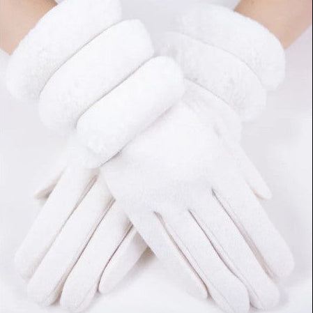 Wool Felted Gloves with Faux Fur Cuff Detail