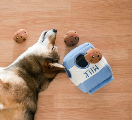 Zippy Burrow Dog Toy - Milk and Cookies