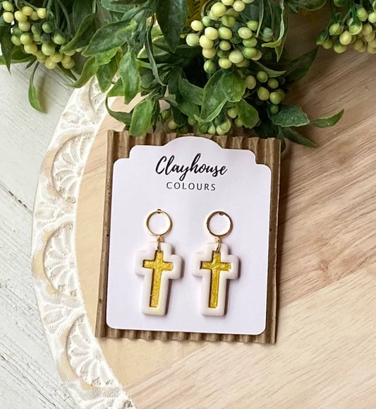 Cross Handmade Clay Earrings