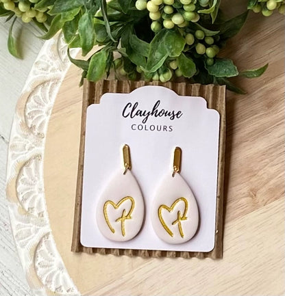 Cross Handmade Clay Earrings