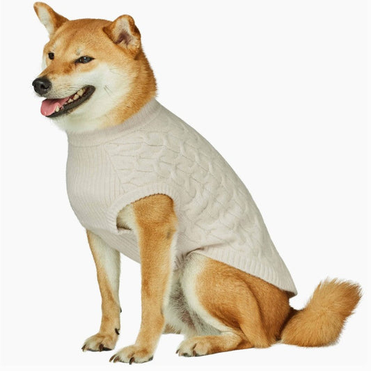 Ivory Fuzzy Yarn Pet Sweater