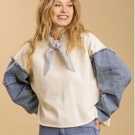 Sweater with Jean Sleeve - Ivory