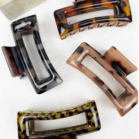 Leopard Cut Out Rectangle Hair Claw