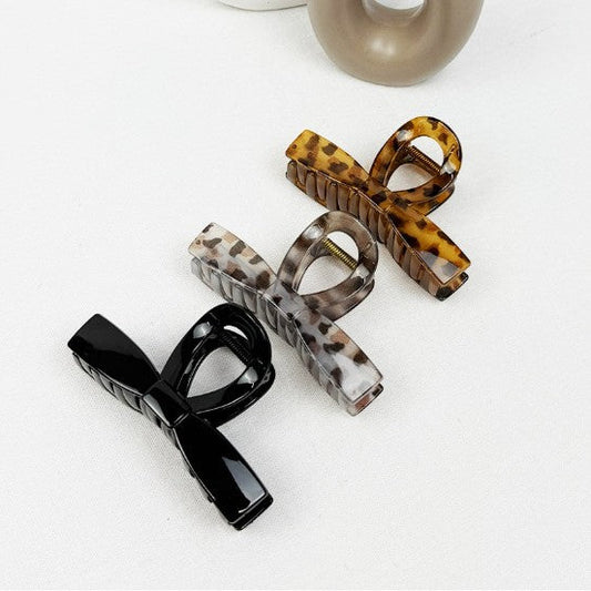 Leopard Print Simple Bow Hair Claw