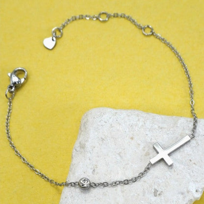 Cross and Rhinestone Bracelet
