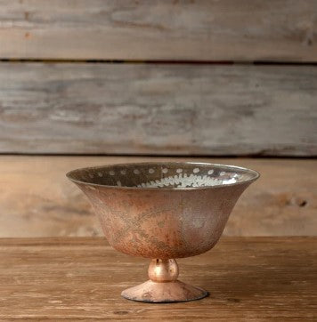 Antique Copper Etched Compote - LOCAL PICKUP ONLY