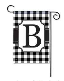BreezeArt® Garden Flag - Black and White Check Monogram