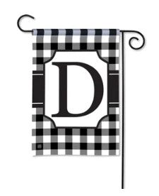 BreezeArt® Garden Flag - Black and White Check Monogram