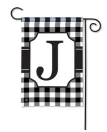 BreezeArt® Garden Flag - Black and White Check Monogram