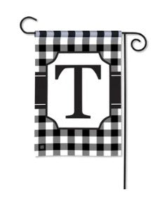 BreezeArt® Garden Flag - Black and White Check Monogram