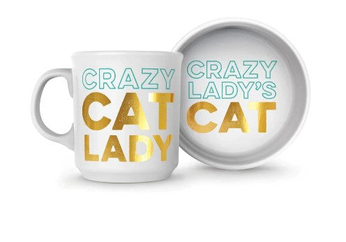 Howligans Cat Lady Mug & Cat Bowl Set