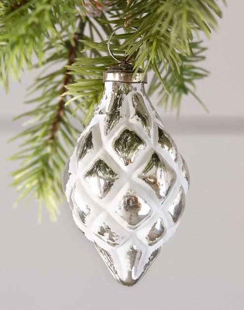 Park Hill Cottage White Finial Glass Ornament