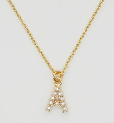 Dainty Love Pearl Initial Necklace