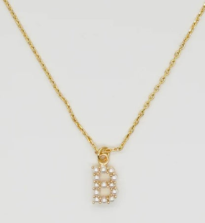 Dainty Love Pearl Initial Necklace