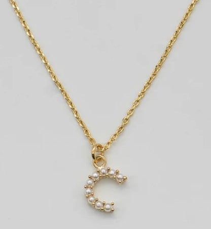 Dainty Love Pearl Initial Necklace