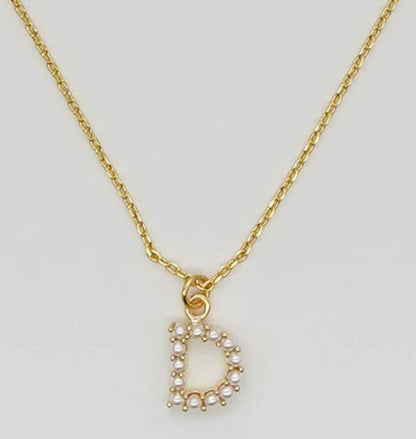 Dainty Love Pearl Initial Necklace