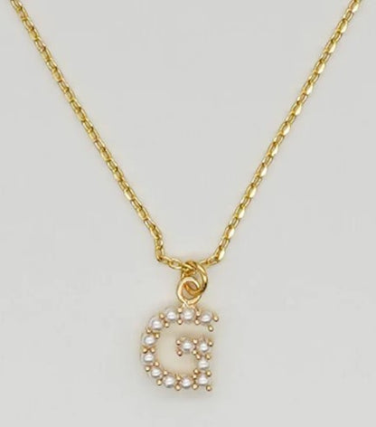 Dainty Love Pearl Initial Necklace