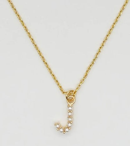 Dainty Love Pearl Initial Necklace