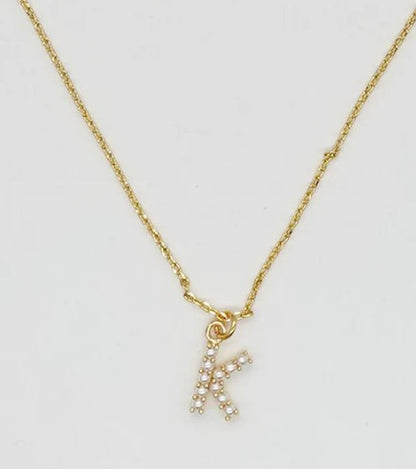 Dainty Love Pearl Initial Necklace