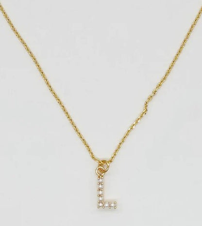 Dainty Love Pearl Initial Necklace