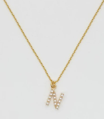 Dainty Love Pearl Initial Necklace